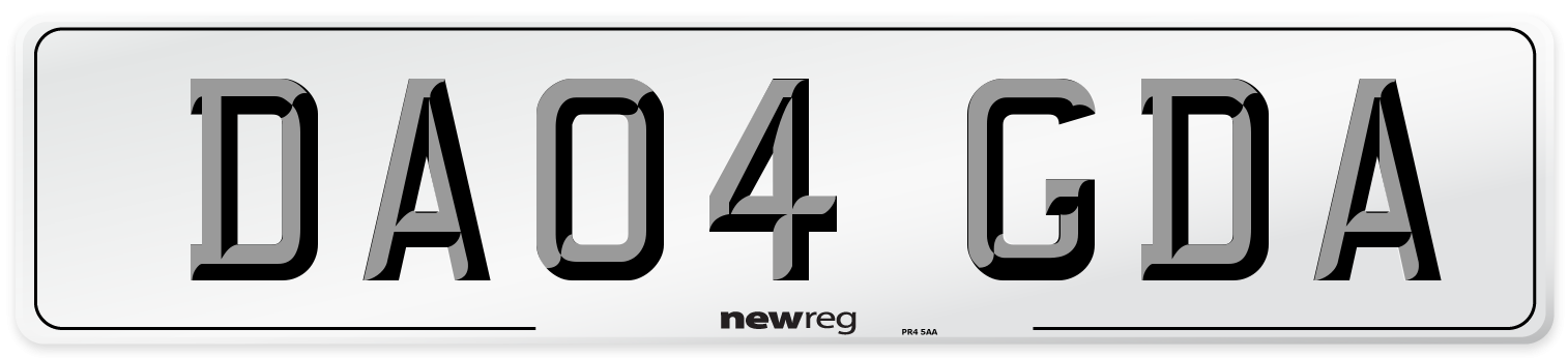 DA04 GDA Number Plate from New Reg